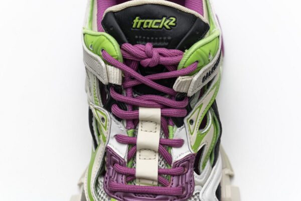 568615 W2GN3 9199 Blenciaga Track 2 Sneaker White Green Pink - Image 8